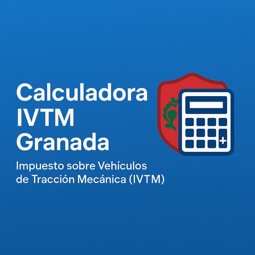 Imagen de portada de la Calculadora IVTM Granada 2025 con icono de calculadora y escudo sobre fondo azul.