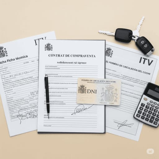 Documentos necesarios para calcular cuánto cuesta cambiar el nombre de un coche: contrato, DNI, permiso de circulación y ficha ITV.